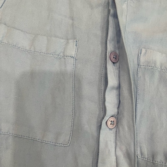 [L]Rip Curl Panoma Linen Blend Romper Light Blue Sleeveless Button rolled Hem - Picture 5 of 11